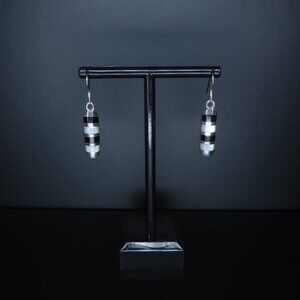 Black, White, and Silver Tone Earrings